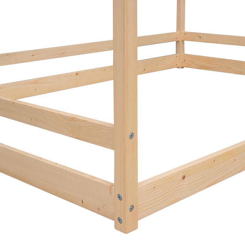 Full House Bed with Roof Design, Safe and Fun Sleeping Space for Kids