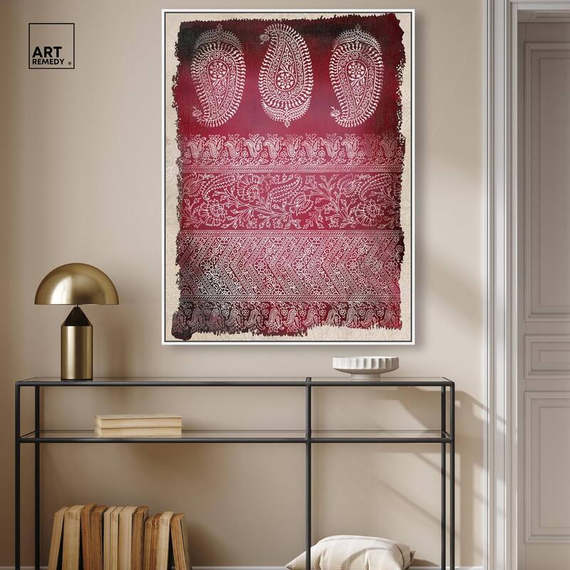 Burgundy Stamps Canvas by Art Remedy