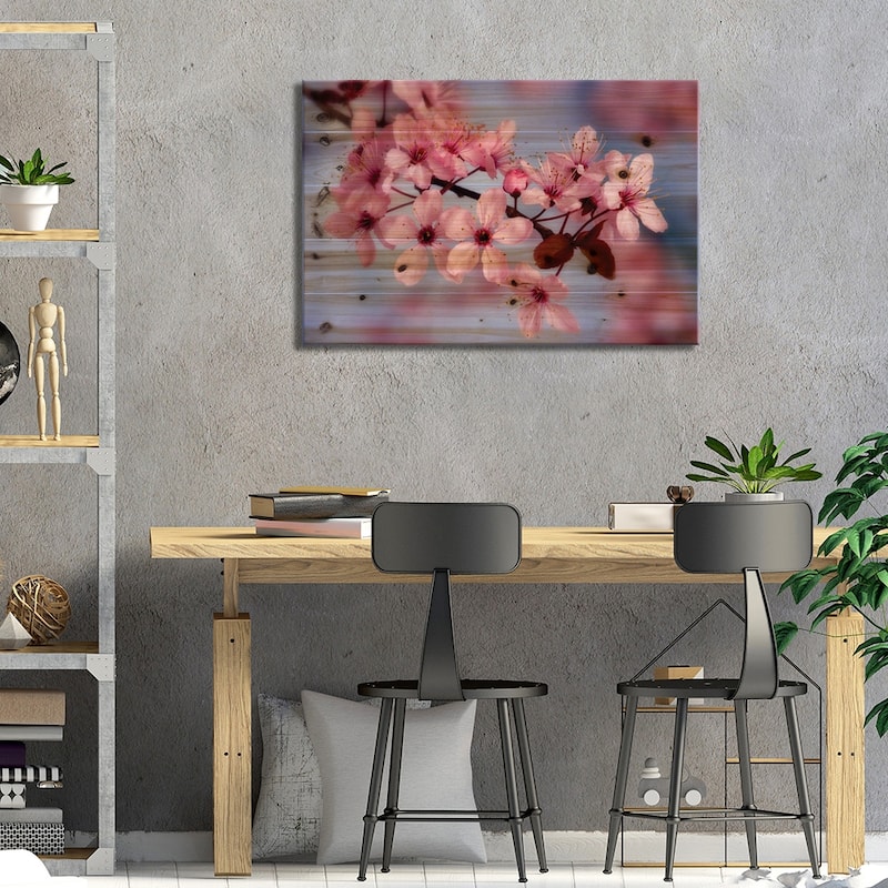 Cherry Blossoms In Zoom Print On Wood by Don Paulson - Multi-Color