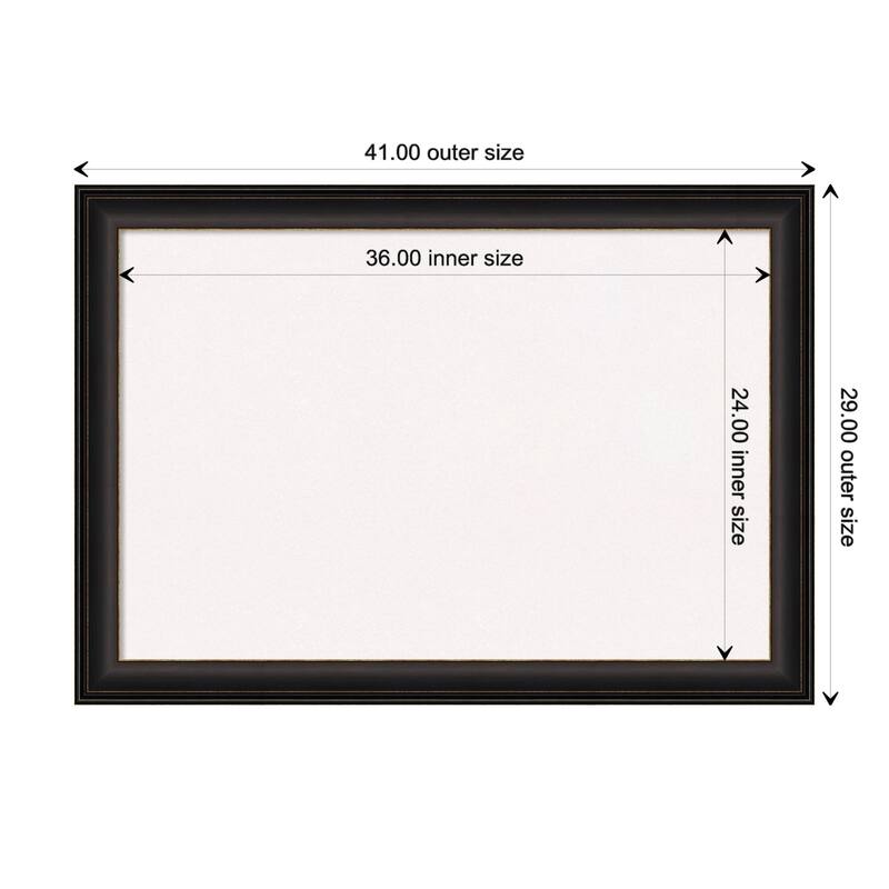 Trio Oil Rubbed Bronze Framed White Bulletin Board, Organization Board, Pin Board - Board Size 36x24