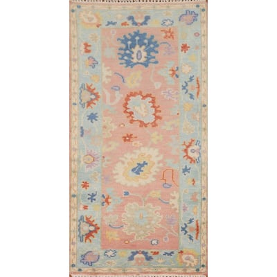 Oushak Accent Rug Hand-Knotted Wool Carpet - 2'7" x 5'10"