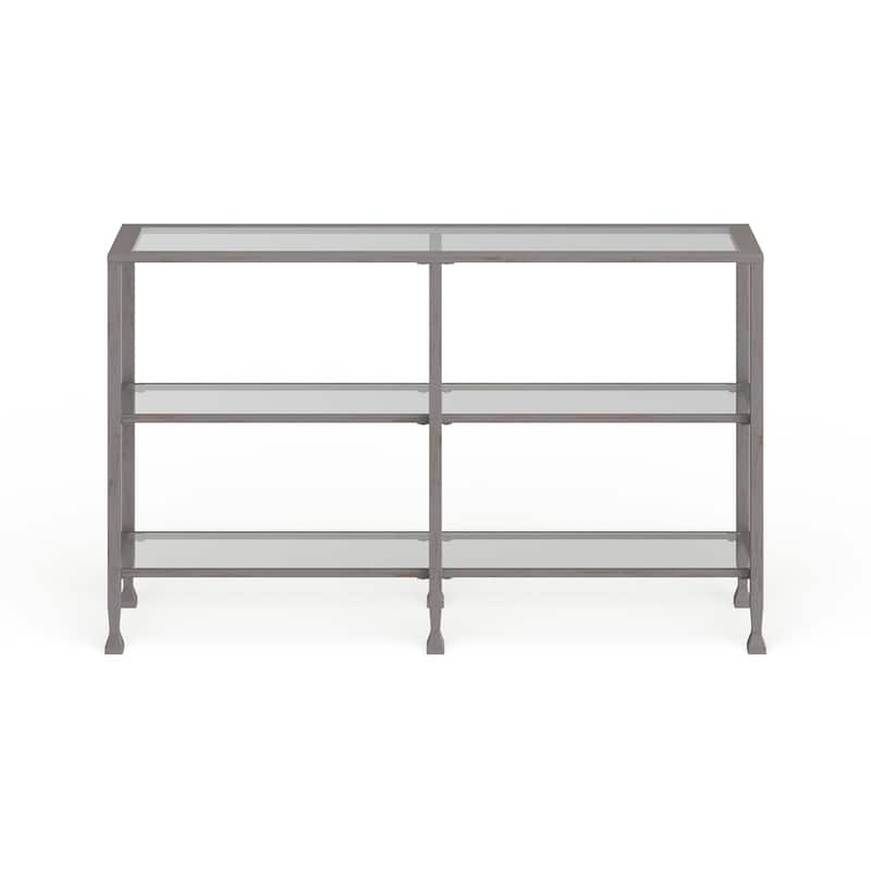 SEI Furniture Glenn Silver Metal and Glass Console Table