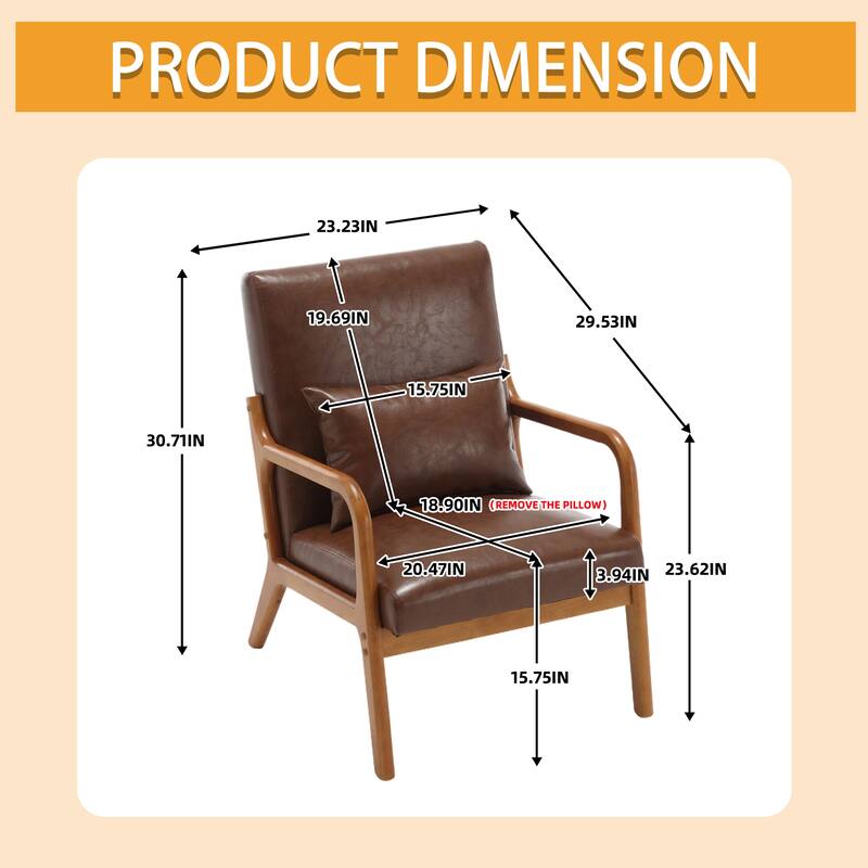 Homefun Corduroy Upholstered Mid-Century Modern Wood Frame Single Armchair for Living Room