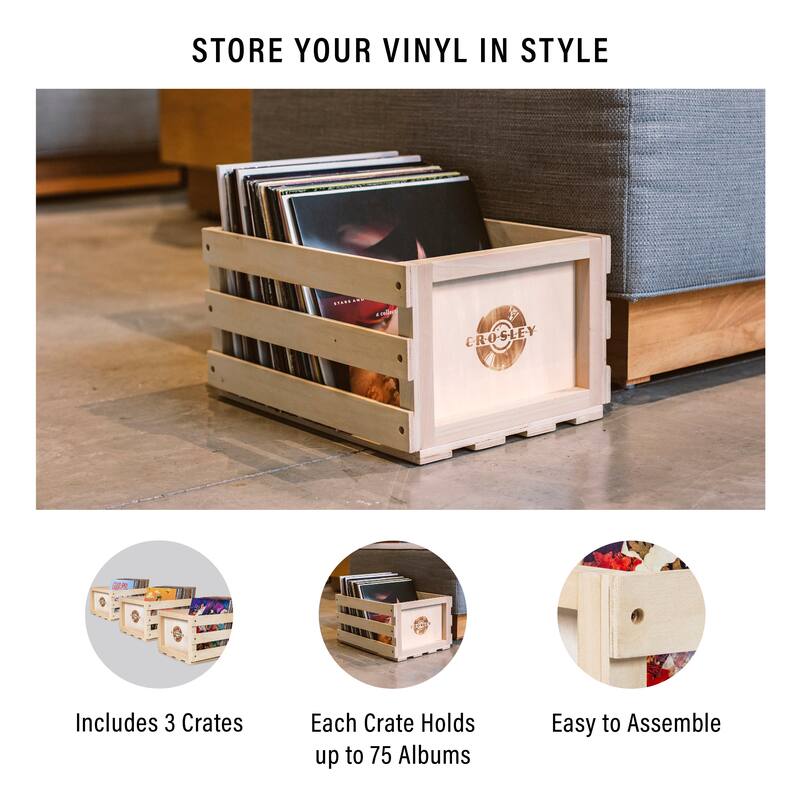 Crosley Radio 3 Pack Record Storage Crate Combo