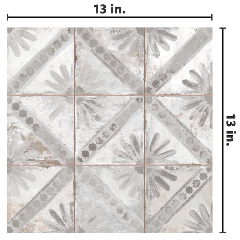 Merola Tile Harmonia Kings Marrakech Grey 13" x 13" Ceramic Floor and Wall Tile