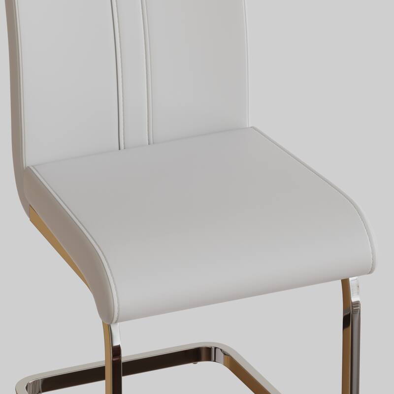 Modern Dining Chairs,PU Faux Leather High Back Upholstered Side Chair with Silver Metal Legs