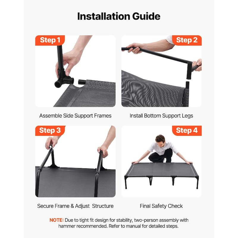 Elevated Dog Bed for Large Dogs Breathable Mesh, Heavy Duty Steel Frame, 132 lbs Capacity - 48 in x 36 x 9 in