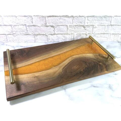 Walnut Charcuterie Cheese Serving Board Gold