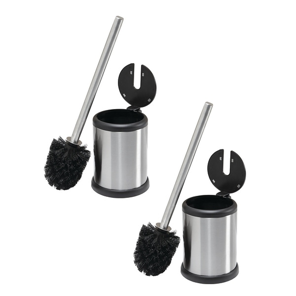 Bath Bliss 2 Pack Self Closing Lid Toilet Brush and Holder in