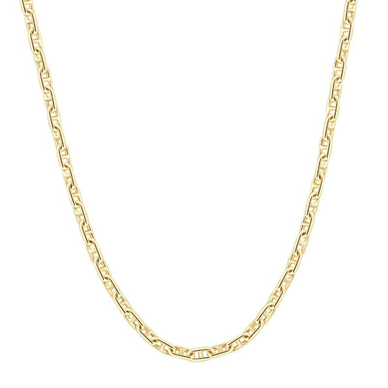 Bliss Diamond Yellow Gold Marine Women's 24" Chain Necklace 22 Grams 5.5mm Thick - Yellow - 18 Inch - White