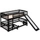 preview thumbnail 31 of 30, Bunk Bed with Slide,Full Over Full Low Bunk Bed with Fence and Ladder for Toddler Kids Teens Espresso