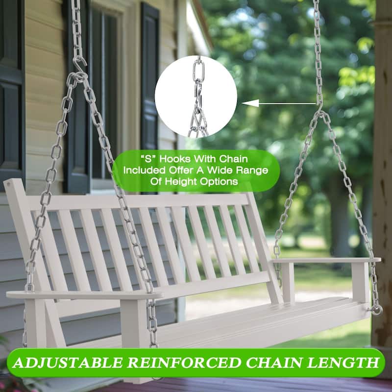 VEIKOUS Outdoor 5ft Wooden Hanging Patio Porch Swing for 3 Person with Chains