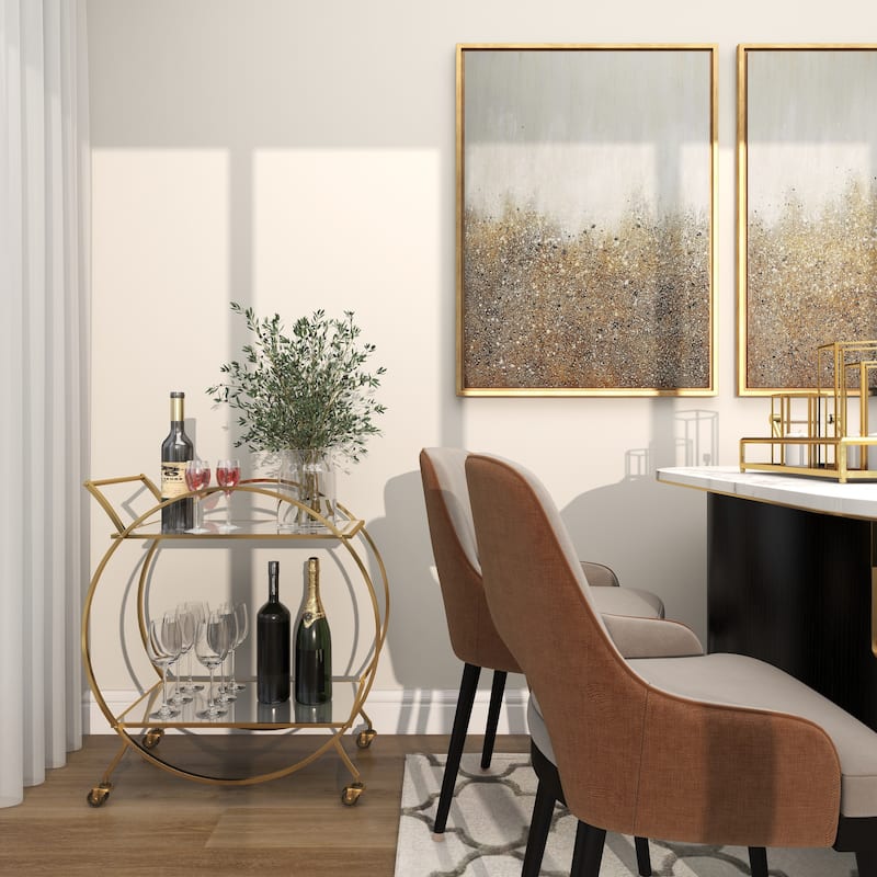 Metal Contemporary Bar Cart with Wheels