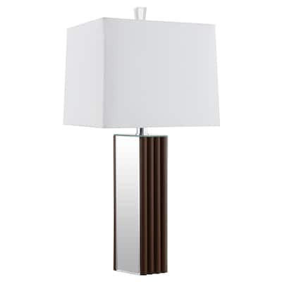 Elena 30-Inch Square Tapered Mirrored Table Lamp Brown