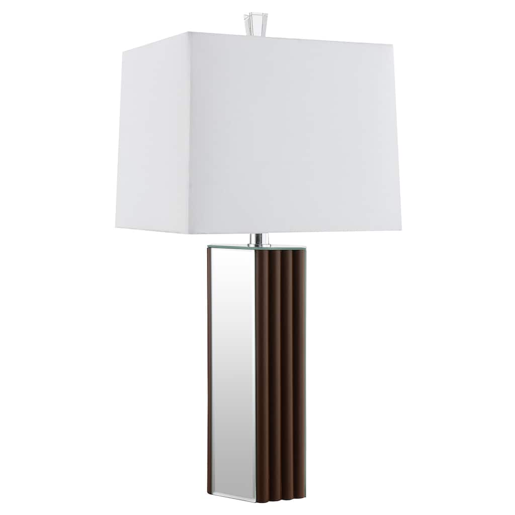 Elena 30-Inch Square Tapered Mirrored Table Lamp Brown