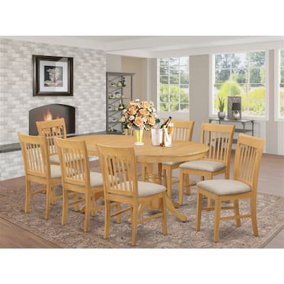 Kitchen Table Set with 8 Chairs - Dining Room Set, Modern Design, Rubber Wood, 9 Piece