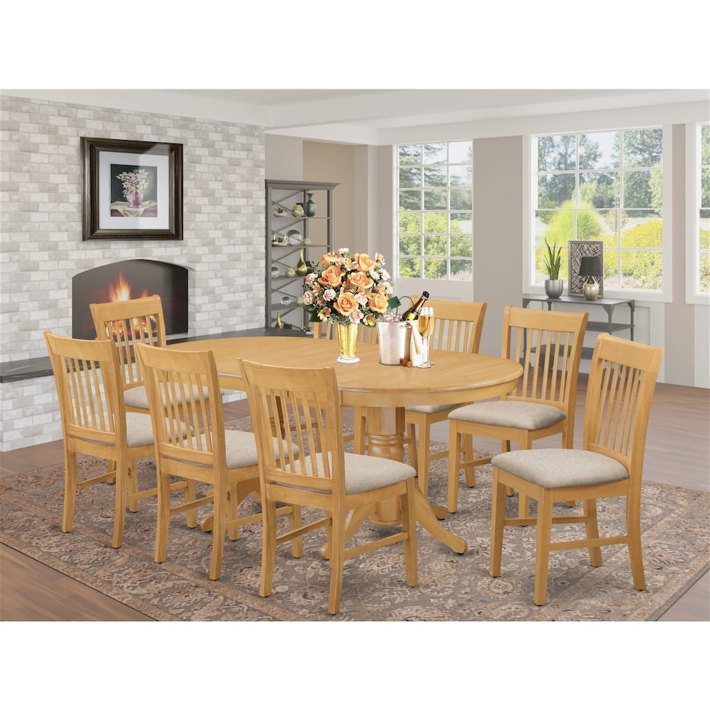 Kitchen Table Set with 8 Chairs - Dining Room Set, Modern Design, Rubber Wood, 9 Piece