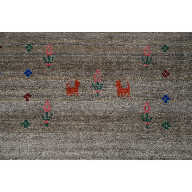 Hand Knotted Oriental 100% Wool Carpet Tribal Tribal Greys & Charcoal Gabbeh Area Rug - 9' 8'' X 7' 10''