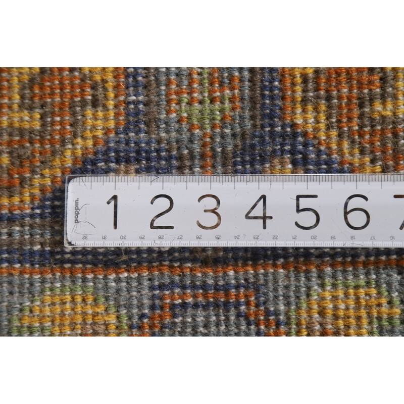 Blue Geometric Kazak Indian Runner Rug Handmade Wool Carpet - 2'7"x 9'9"