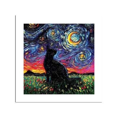 Black Cat Night Fine Art Paper Print by Aja Trier - Multi