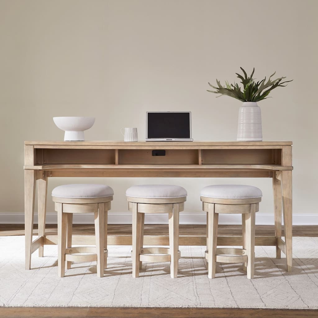 Liberty Furniture Brentwood Oak Bar Console, Optional Swivel Stools