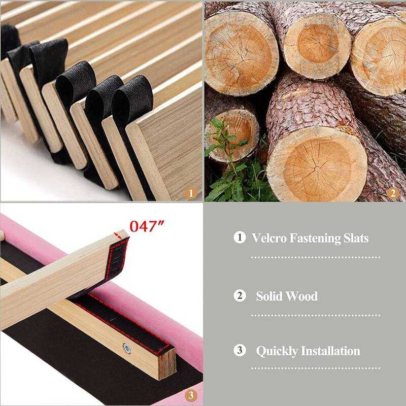 Javlergo Upholstered Platform Bed Frame with Adjustable Headboard, Strong Frame and Wooden Slats Support, Easy Assembly