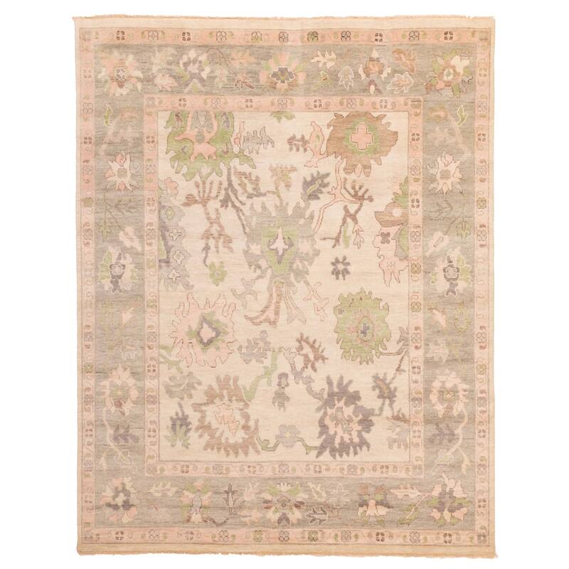 ECARPETGALLERY Hand-knotted Modern Oushak Cream Wool Rug - 7'10 x 9'11