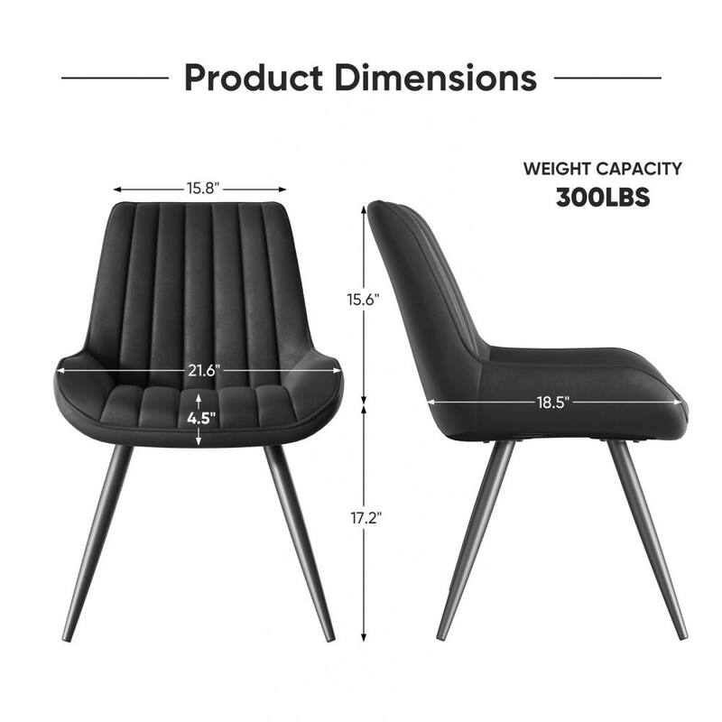 Set of 2 Dining Chairs with Black Metal Legs