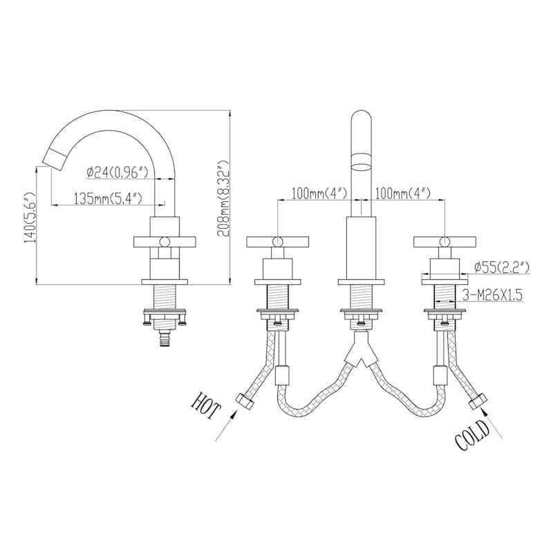 Matte Black 2-Handle Widespread WaterSense High-arc Bathroom Sink Faucet - Spout height: 5.6" x Spout reach: 5.4".