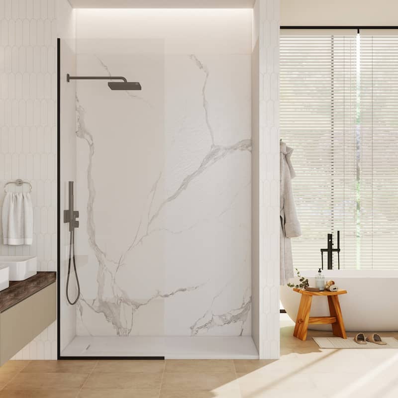 SMC Alcove Shower Pan Base with Reversible Drain, Low Profile, Wheelchair Access, Slip-Resistant, cUPC Certified