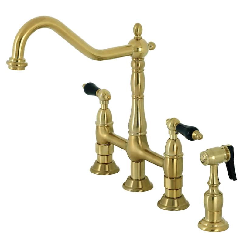 Kingston Brass Duchess 1.8 GPM Bridge Kitchen Faucet � Includes Side - Brushed Brass
