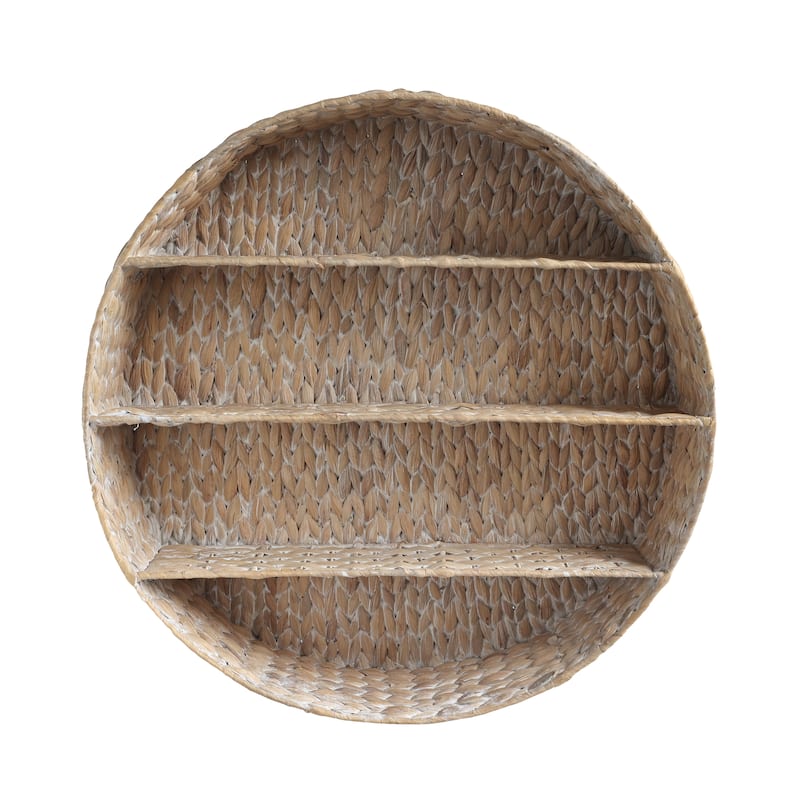 happimess 24.5" 3-Shelf Circular Handwoven Hyacinth Wall Rack