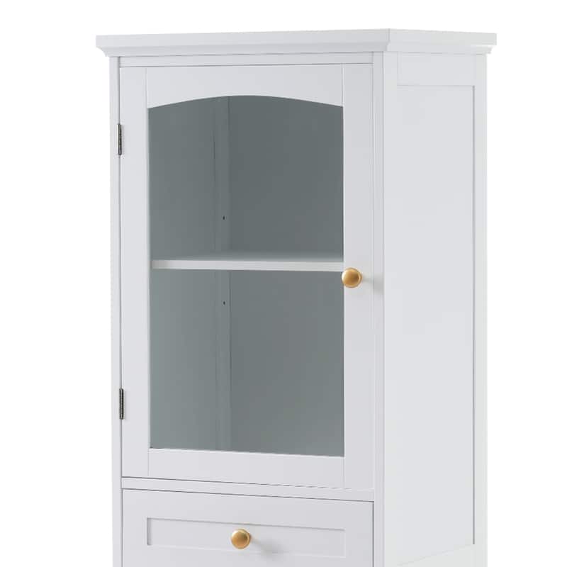 Tall Bathroom Storage Cabinet with Glass Doors