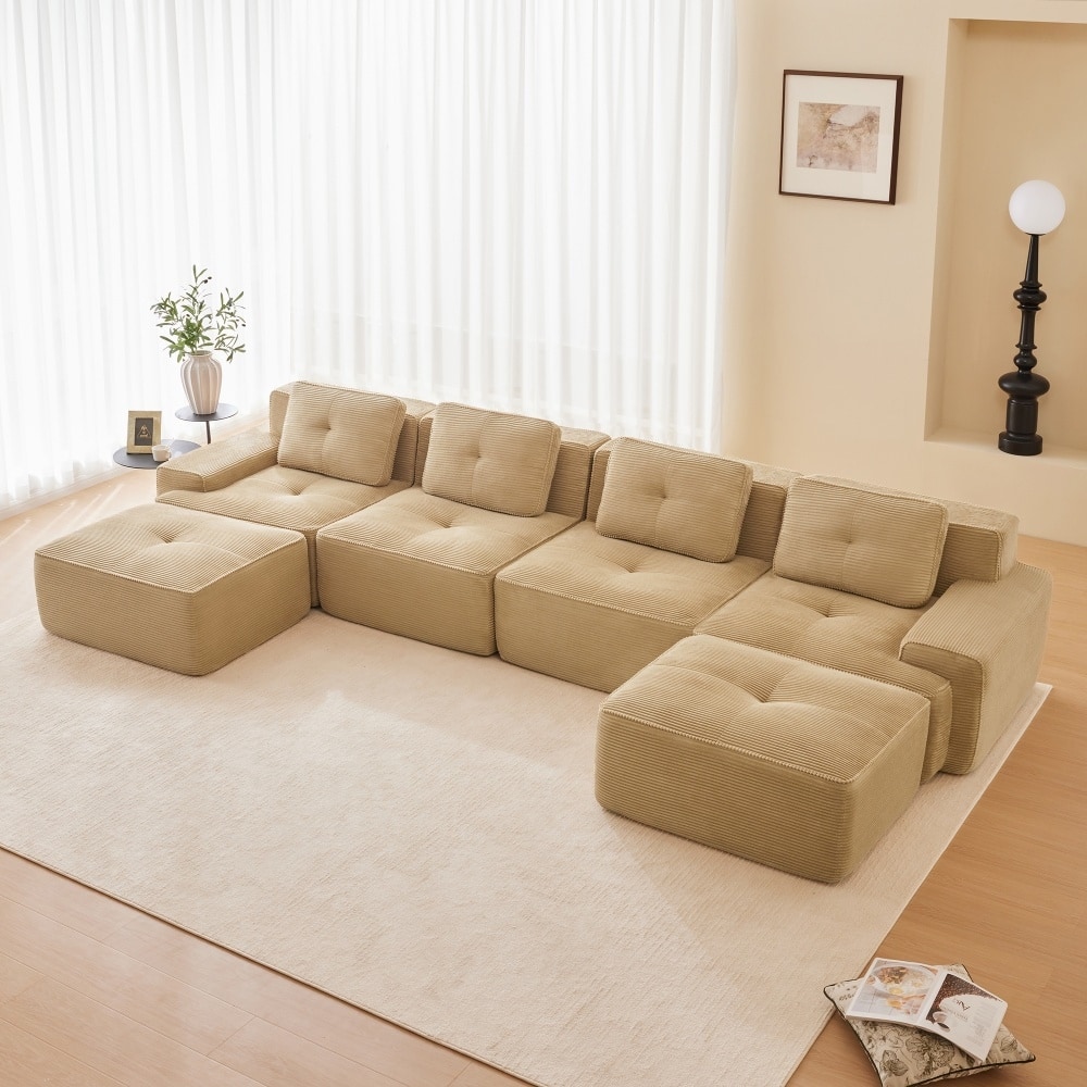 152.8" Modern U-Shaped Modular Anti-slip Design Sectional Sofa with 2 Ottomans