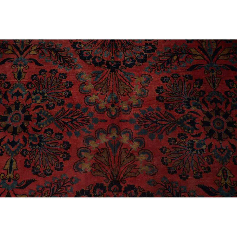 Hand Knotted Oriental 100% Wool Carpet Traditional Floral Pink Sarouk Area Rug - 13' 3'' X 10' 3''