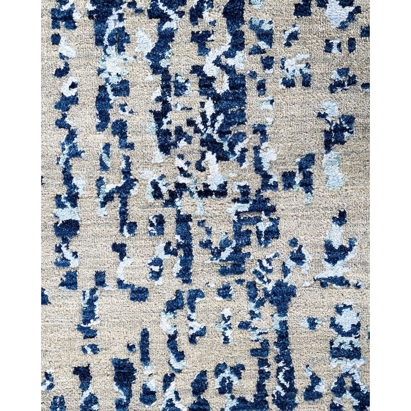 Ikat One-of-a-Kind Handmade Area Rug, Blue - 8' 0" x 10' 2"