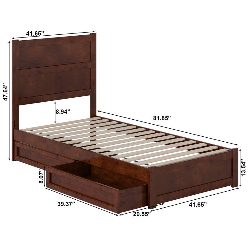 Aveline Wood Platform Bed with Matching Footboard & Storage Drawers