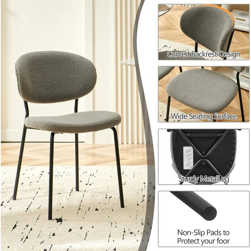 Howtai Round Kitchen Dining Chairs Upholstered,Metal Legs
