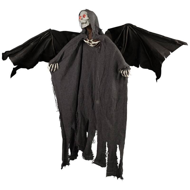 LED Lighted Animated Winged Grim Reaper Halloween Decoration - 50"