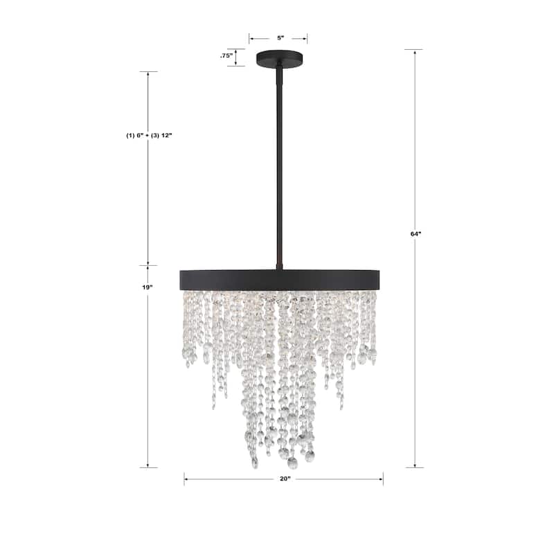 Winham 5 Light Black Forged Chandelier - 20"W x 19"H