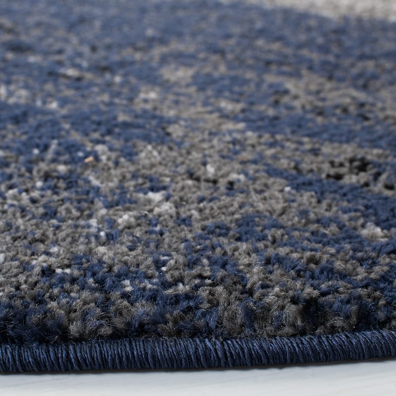 SAFAVIEH Adirondack Brynn Modern Abstract Rug - 4' Round - Grey/Blue - Round