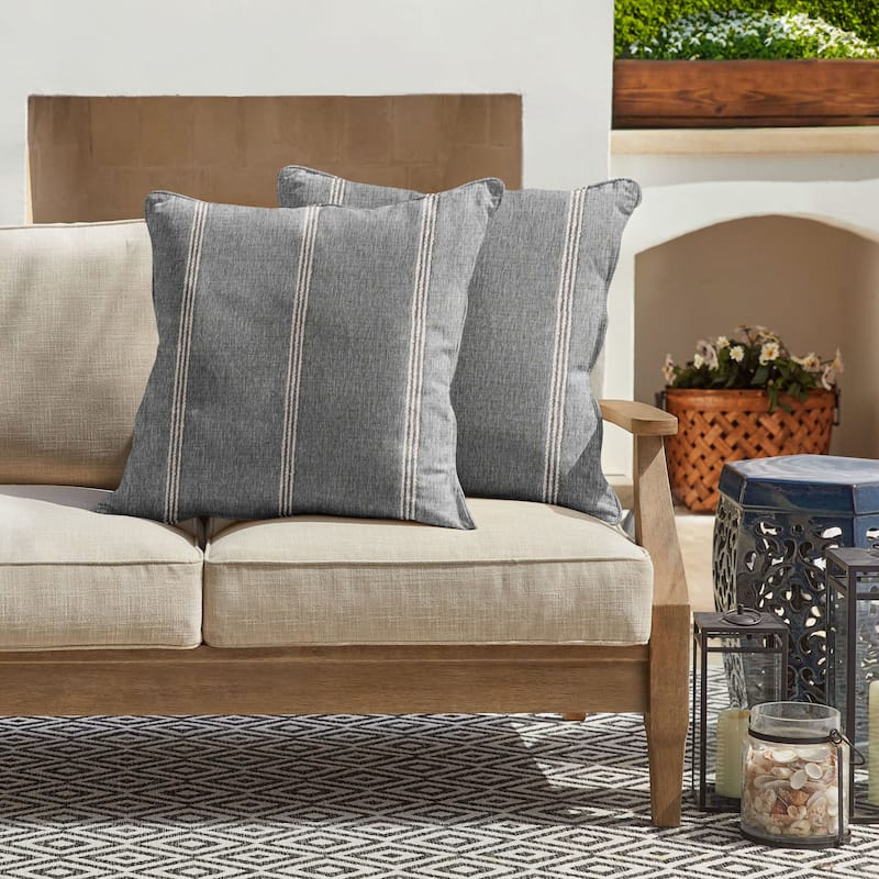 Sorra Home Sunbrella Outdoor Corded Pillow Set of 2 - 24 in H x 24 in W x 6 in D - Lengthen Stone
