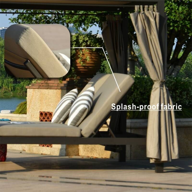Outdoor Adjustable Daybed Canopy Patio Lounge Set with Cushions and Rain Cover