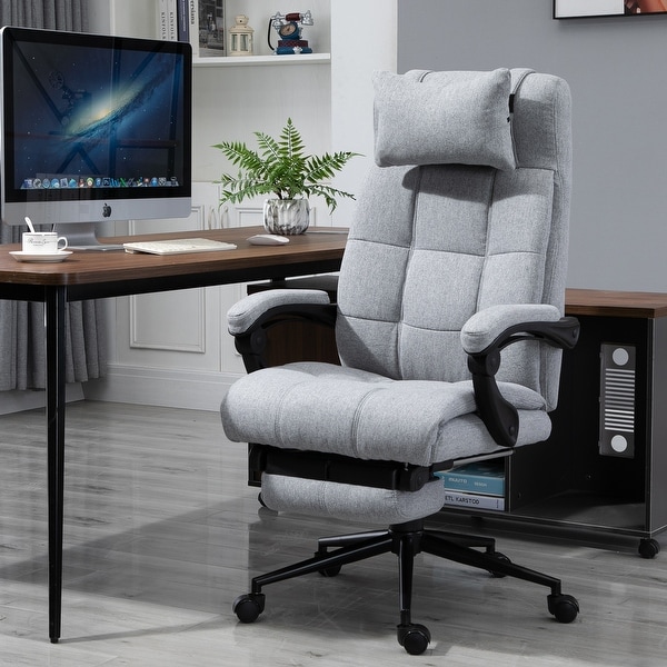 Shop Vinsetto Executive Linen Fabric Home Office Chair ... It has a retractable footrest for additional comfort and has the.