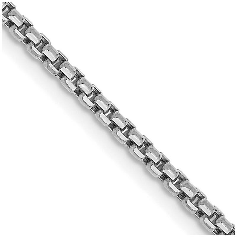Curata 14k White Gold 1.75mm Hollow Round Box Chain Necklace Options: 16 18 20 22