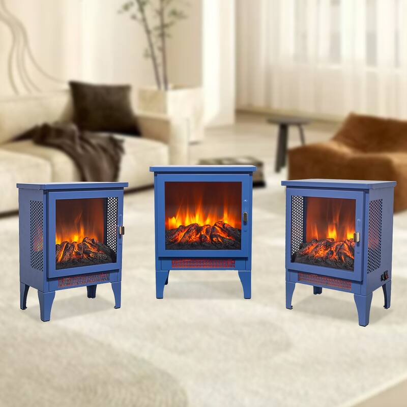 17 inch Freestanding Electric Fireplace Stove heater with 3D Flame Effect - N/A