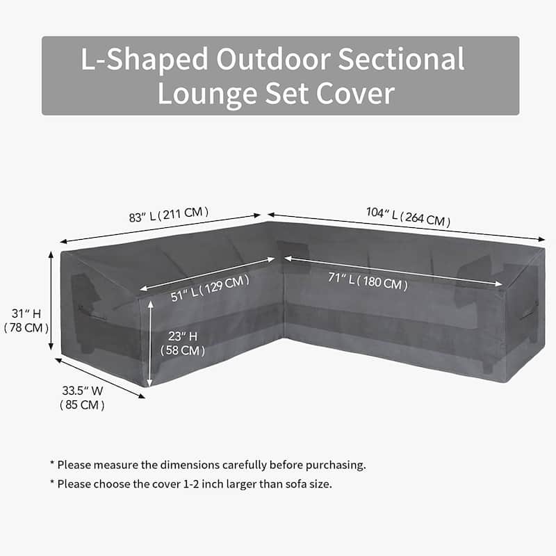 L-Shaped Sectional Sofa Cover Waterproof Outdoor Sectional Cover