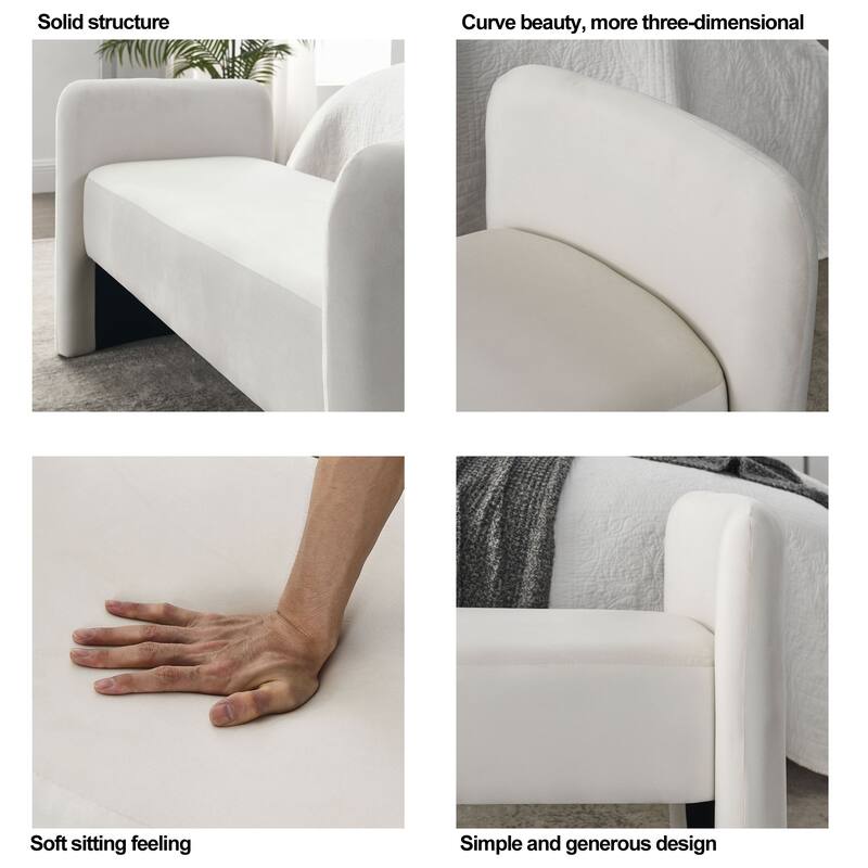 52" Bench for Bedroom End of Bed Modern Contemporary Design Ottoman Couch Long Bench Window Sitting Fireplace Bench, Velvet