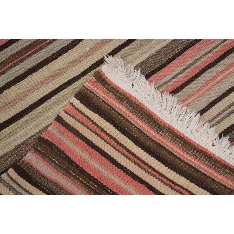 Hand Woven Oriental 100% Wool Carpet Southwestern Tribal Multi-Colored Kilim Area Rug - 9' 11'' X 6' 4''