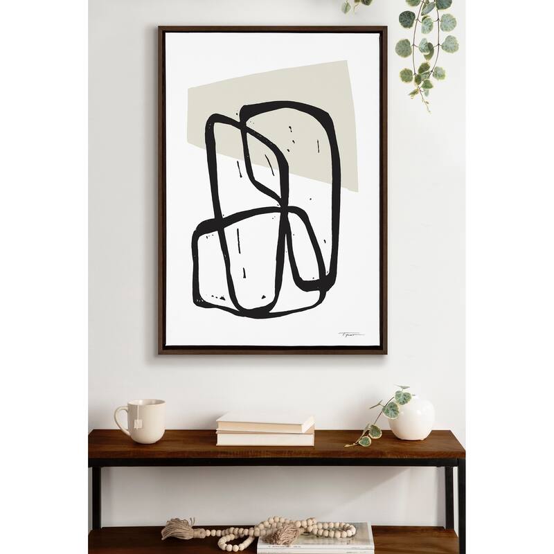 Kate and Laurel Sylvie Neutral Framed Canvas by Statement Goods